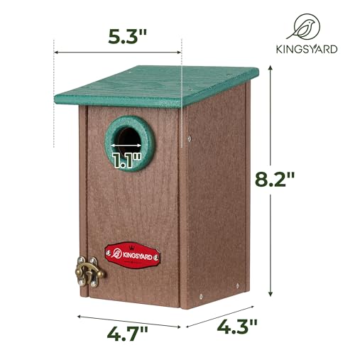 Kingsyard Recycled Plastic Bird House for Outdoors - Weatherproof Wren Bird Nesting with Predator Guard & Air Vents, Green - color: Green