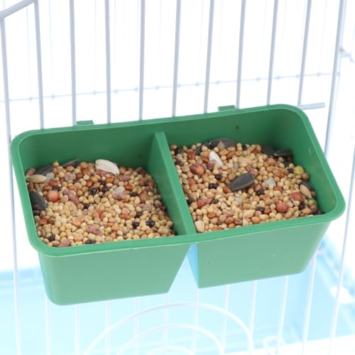 12 Pack Bird Plastic Feeder 2-in-1 Double Trough Bird Seed Food Feeding Dish for BIrd Cage Poultry Pigeon Parrot Parakeet Budgie