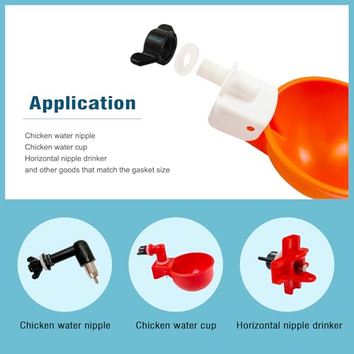 Silicone Washers and Wing Nuts for Chicken Waterer Cups Poultry Water Nipple, Silicone O-Rings 16mm OD 8mm ID 2mm Width Seal Gasket (Pack of 50)