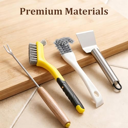 4Pcs Bird Cage Cleaner Brush Kit,Birdcage Cleaning Brush with Long Handle,Bird Cage Accessories Stainless Steel Poop Remover Shovel Fork Cleaner for Small Animal Cages - color: Set A