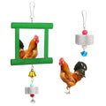 Chicken Mirror Toys with Bells, Hanging Swing Mirror, Wooden Pecking Toy, Beak Grinding Molar Stones for Hens, Birds, Parrots, Xylophone, Sepak Takraw Toy