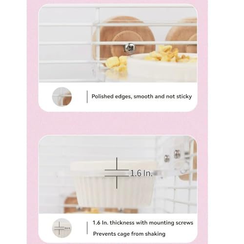Sugar Glider Feeder Hanging Ceramic Bowl with Acrylic Stand Space-Saving Design for Small Pet (Two Bowls Small) - color: two bowls small