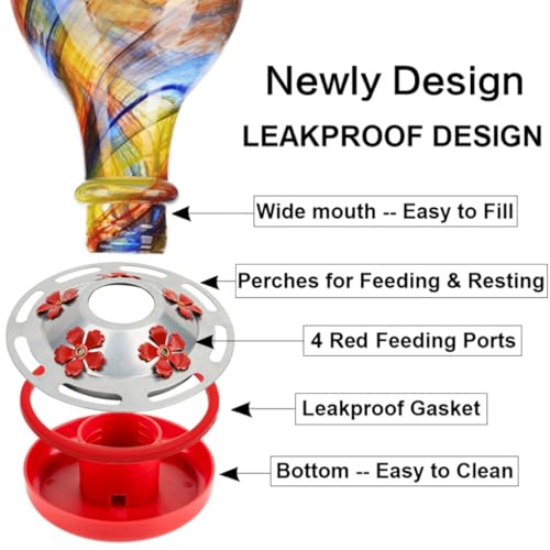 WOSIBO Hummingbird Feeder Replacement Bottom Base Replacement Part Includes Red Plastic Base Metal Top and Brushes (Silver-2) - color: Silver-2