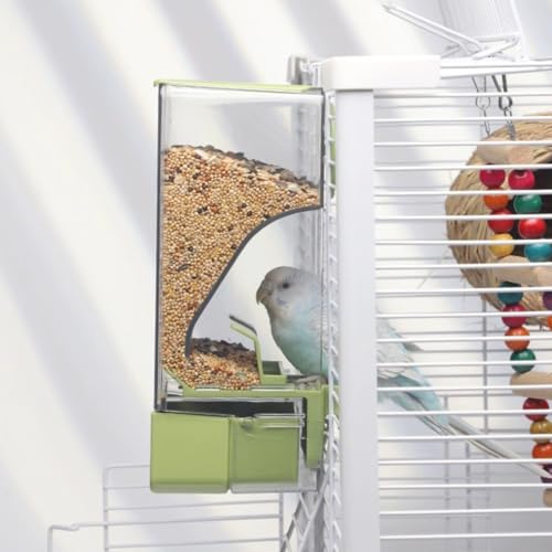 Automatic Bird Feeder, Bird Cage Feeder with Perch for Parakeet Canary Cockatiel Finch (Blue) - color: Blue