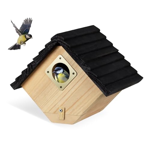 Bird House for Outside, Outdoor Bird Houses for Bluebirds, Finches & Cardinals, Wooden Birdhouse with Easy Clean Design, Hanging Birds Nest Box for Garden Decoration (8.6 x 5.9 x 7 Inch)