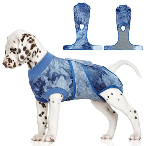 Recovery Suit for Dogs After Surgery,Soft Breathable Dog Bodysuit | E-Collar & Cone Alternative Surgical Suit,Male Female Dog Neuter Spay Suits Anti Licking Wounds Onesie Blue Tie Dye XS - color: Blue Tie Dye, size: Xs(back:8.3-11.4in,wt:4-7lbs)