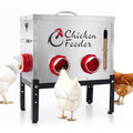 40LB Metal Chicken Feeder, Rat Proof Automatic Chicken Feeder with Visible Window & 6 Ports, Galvanized No Waste Poultry Feeder for Chickens, Ducks, Geese - size: 40 LBS