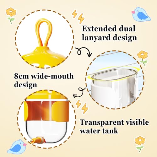 Birds Water Bottle, 330ML Automatic Bird Drinking Dispenser with Sensitive Valve, Stable & Leak-Proof Parrots Water Feeder for Small-Medium Birds - color: White