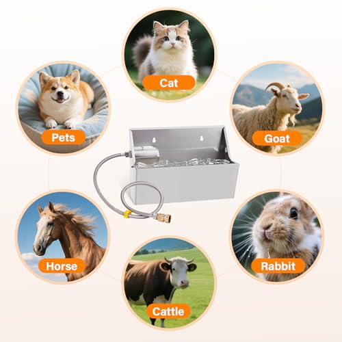 PAUQEWIE 2Gal Automatic Dog Water Bowl Dispenser Auto Fill Dog Waterer | Outdoor Livestock Water Trough for Large Breed Dog Chicken Horse, Sturdy Material, Easy To Install, Controlled by Float Valve