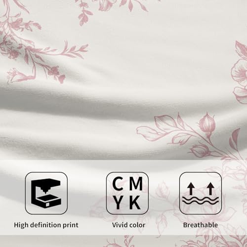 Vintage Flowers Hand Towels Set of 2, Spring Pastel Pink Floral Absorbent Dish Towel Tea Towels for Farmhouse Bathroom Kitchen Cooking Baking Cleaning and Party Decor 14x28 Inch - color: Chinoiserie White Pink Flowers