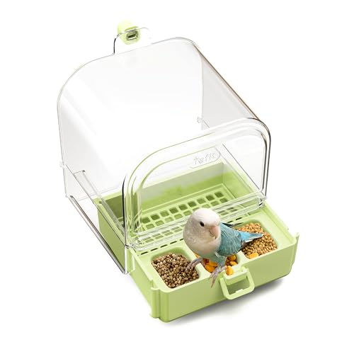 Hanging Bird Bath for Cage with Bowls & Mesh Bottom - 3-in-1 Multifunction Bird Bath/Bowl/House, Bird Shower for Lovebirds, Finches, Parakeets, Budgies, and Other Small to Medium Birds - Green - color: Green