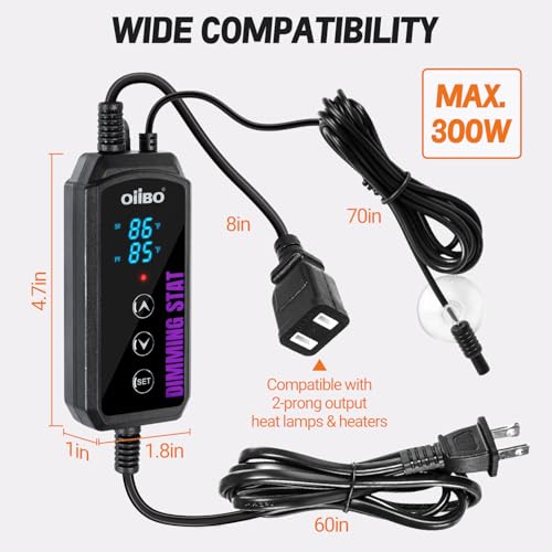 Digital Heat Mat Thermostat, PID Reptile Heat Lamp Dimming Thermostat Heating Pad Temperature Controller for for Aquarium Reptiles and Seedling, Breeding, Hatching