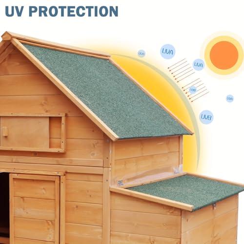 Chicken Coop on Wheels, Large Mobile Wooden Hen House for 4-6 Chickens, Outdoor Poultry Cage with Nesting Box, Chicken House for Outside Farm Backyard - size: 4-6 Chickens