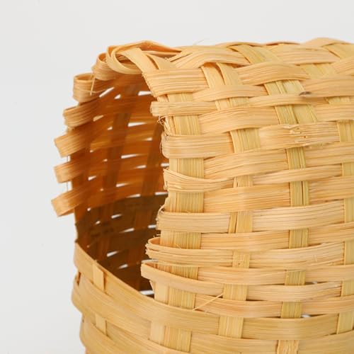 Finch Nests for Cages - Small Bird Nest with Metal Hook, Hand-Woven Box Natural Bamboo Cage Accessories, Hut Toy Hanging Shelter Warm Bird Houses, Handmade Hideout House, Outdoor Balcony Art Crafts