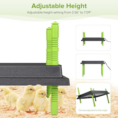 Tetuga Brooder Heat Plate 12 X 16” Chick Heating Plate Warm Up to 40 Chicks | Chicken Heater Plate with Adjustable Height & Angle, Energy-Efficient 30W Chick Warmer Safer Than Brooder Lamp - size: 12x16 Inch