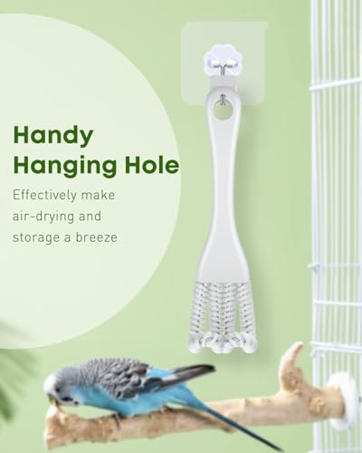 Pawfly 2 Pcs Bird Cage Cleaner Brush, 2-in-1 Bird Cage Cleaning Brush, Bird Poop Remover for Perches, Kennels & Small Animal Cages, Bird Cage Accessories, Bird Droppings Removal Brush - color: Green