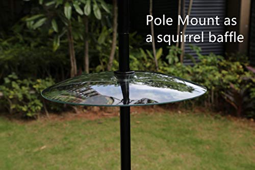 2 Pack 13 1/2 Inch Clear Glass Squirrel Baffle Weather Guard for Shepherd Hook or Bird Feeding Station Pole or Hanging Bird Feeders
