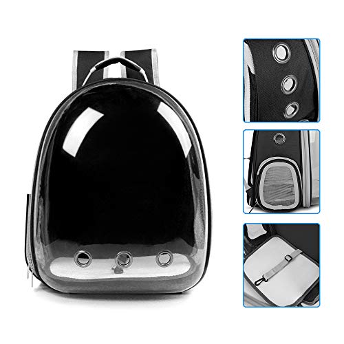 Cat Backpack Carrier, Pet Backpack, Breathable Cat Dog Space Capsule Backpack, Airline-Approved for Small Cats Dogs Birds Bunny Travel Hiking - color: BLACK
