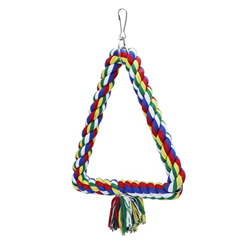 Bird Triangle Rope Swing Colorful Perch Chewing Toy for Parrots Budgie Parakeet Cockatiel Cockatoo (S) - size: S
