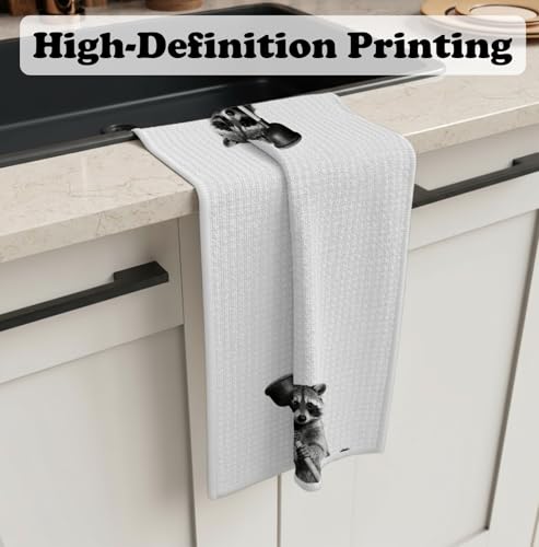 Black and White Raccoon Bathroom Decor,Funny Raccoons Gifts Dish Towels,Trash Panda Hand Towels Drying Cloth for Kids Toddler Bathroom Decor,Raccoon Kitchen Towels, 16x24 Inch - color: Funny-raccoon