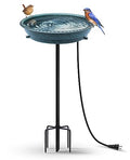 BIRD WISH Heated Bird Bath, Stable 5-Prong Metal Base Thermostat Control Weather Resistance All Seasons Available 75W Heated Bird Baths for Outdoors for Winter Garden Yard Patio Lawn, Spotted Green - color: Spotted Green