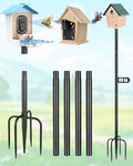 Smart Bird Feeder Pole Stand, 93 Inch Bird House Pole for Outdoors Heavy Duty Adjustable Mounting Pole for Smart Bird Feeder with 1 Inch Dia Bird Feeder Post Weather Station, Black - size: 93'' Pole