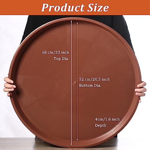 Eccliy 6 Pack Plastic Plant Saucer Heavy Duty Planter Saucers Large Plant Pot Saucers Plastic Water Trays for Indoors and Outdoors Flower Plant Plant Drip (Terracotta,23 Inch) - color: Terracotta, size: 23 Inch, style: Round