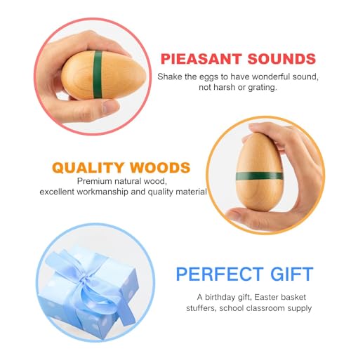 Eggs Shakers, Professional Wooden Egg Maracas Shaker Instrument for Adults | Hand Percussion Music Shakers for Musical Education Party Classroom Prizes (Natural Big) - color: Natural Big