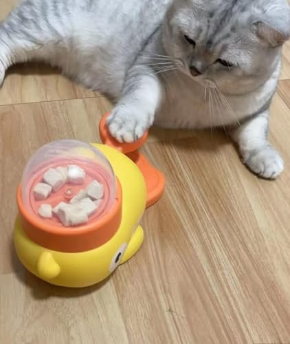 Interactive Treat Dispenser Toy for Cat Enrichment Toys to Play with, Dog Duck-Shaped Treat Toy, Duck Treat Dispenser for Dogs Cat Slow Feeder Food Puzzle, Mental Stimulation and IQ Training