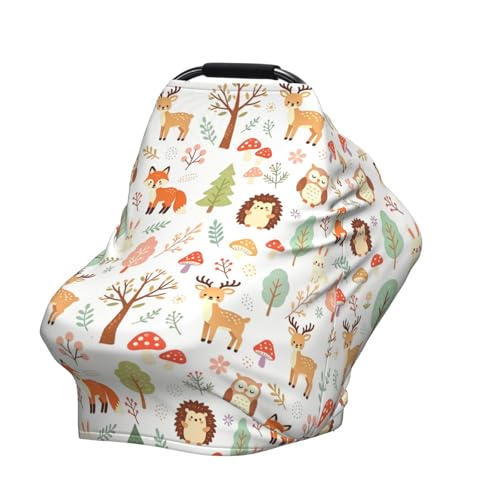 Cute Deer Animals Baby Car Seat Covers for Boys and Girls, Woodland Theme Baby Stuff Shower Gifts Stretchy Infant Carseat Canopy - color: deer