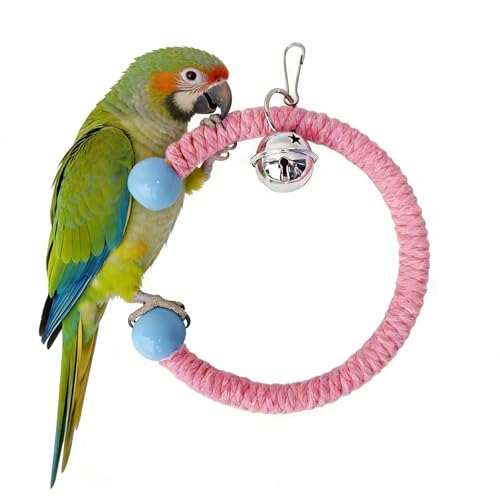 Colorful Circular Bird Swing,Bird Rope Chewing Toys Parrot Cage Bite Toys (Small Half-Round Pink) - color: Small Half-Round Pink