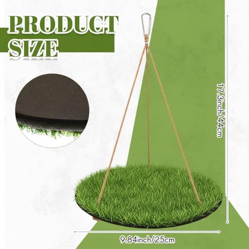 Small Bird Foraging Mat Toy, 10'' Bird Swing Chewing Hanging Toy Artificial Grass Hammock for Parakeets, Cockatiels & Small Hummingbirds, Parakeet Cage Accessories with Secure Hooks