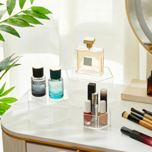 Jerify 6 Pcs Acrylic Riser Display Stands 5.91" 5.12" 3.54", Clear Round | Small Acrylic Display Risers in 3 Sizes Stack or Nest for Elegant Displays of Jewelry, Figures, Candles, Desserts and Decor.