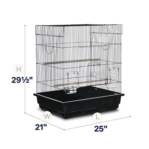 Prevue Pet Products Square Top Parakeet Cage, Black 25.0" L x 21.0" W x 29.5" H - color: Black