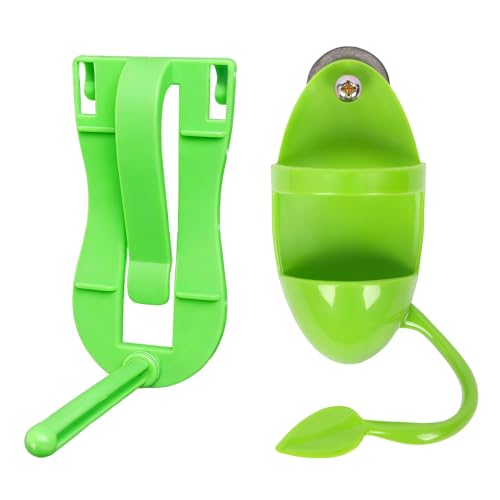 2 Pack Cuttlebone Holder for Bird Cage Green Bird Fruit Feeder Clip with Perch Stand. Millet Holder for Bird Cage Accessories for Parakeet Budgie Cockatiel (Vegetable Bracket)