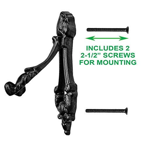 Renovators Supply Manufacturing Door Knockers for Front Door 7.5 in. Black Cast Iron Traditional Door Knocker with Mounting Hardware - color: Black Leaf