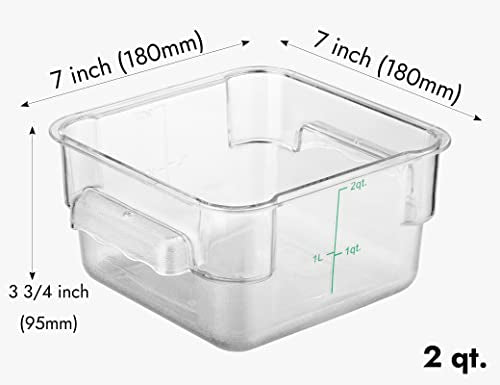 8-Pack 2 Qt NSF Clear Polycarbonate Food Storage Containers with Green Lids - Square, Commercial-Grade, Freezer & Dishwasher Safe, Stackable - color: 2.0 Qt 8-Pack(Green Lids)