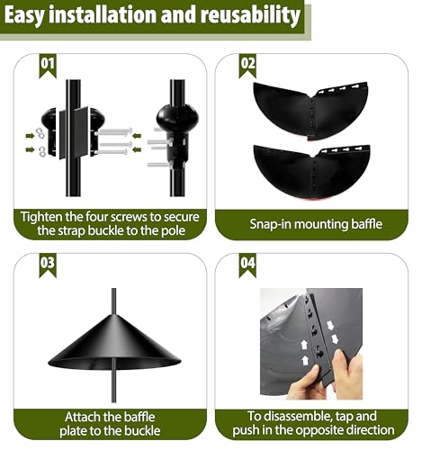 Squirrel Baffle,19-Inch Squirrel Baffle for Bird Feeder Pole,Squirrel-Proofs for Outdoor Shepherd's Hooks，Outside Pole Mount Squirrels Guard (Black) - color: Pole mount-Black