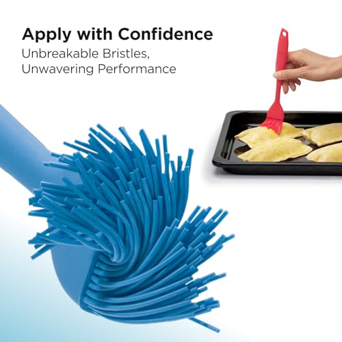 Kitchen Mama WaltzGrip Platinum Silicone Basting Pastry Brush, Blue | Heat-Resistant, For Cooking, Baking, Grilling, Spreading Oil or Butter, Dishwasher-Safe - color: Blue