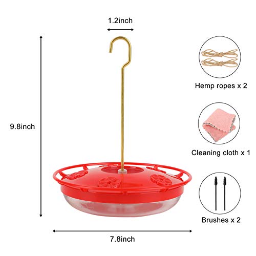 Hummingbird Feeders for Outdoors Hanging - 2 Pack No Leak Humming Bird Feeder, Easy to Clean & Fill, High View Perch, 5 Feeder Ports, Perfect for Hanging on the Tree,Yard. Hanger Incl,14 Oz - size: 2 pack(5 Feeder Ports)