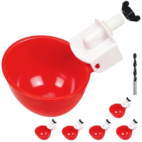 Automatic Chicken Waterer Cups, 6 Pack Large Chicken Water Feeder | Chicken Water Cups, Poultry Waterer Great for Duck, Chicken, Goose, Turkey, Bunny and Bird with Installing Drill