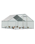 Esright Metal Chicken Coop Run, 13x10 Ft, Spire Roof | Rust-Resistant Galvanized Steel Tube with Wire Mesh, 420D Oxford Fabric Waterproof Cover - size: 156.0"L x 120.0"W x 76.8"H