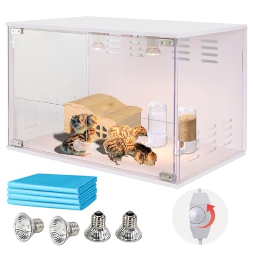 Chick Brooder Brooder Box for Chicks Incubator for Chicks Duckling/Parrot/Chicks Incubator with Heating,Warms up to 25 Chicks with Heating Lamp Set (24" x 16" x 16")