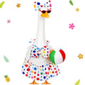 Bikini Porch Goose Outfits with Sunglasses and Swimming Tube for 23" Summer Goose Costume Garden Patio Statue Decor(Polka Dots) - style: Polka Dots