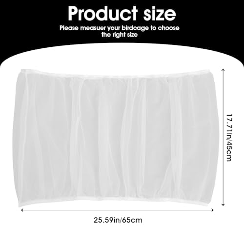 Sibba Bird Cage Seed Catcher, Parrot Nylon Mesh Net Cover Net Covers, White | Airy Gauze Guard Catcher, Soft Universal Birdcage, Elastic Cage Net, Stretchy Skirt Accessories, Pet Supplies