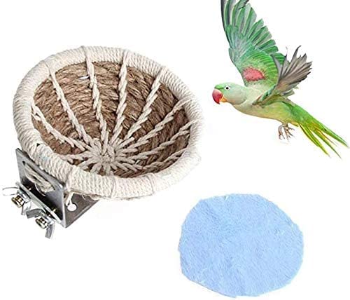 Bird Breeding Nest Bed Hut Toy with Warm Comfortable Mat Handmade Cotton Weave Hemp Rope Hatching Hut Cave Cage Accessories for Parakeet Conure Cockatiel Canary Finch Lovebird Budgie (B: HEMP) - color: B - Hemp