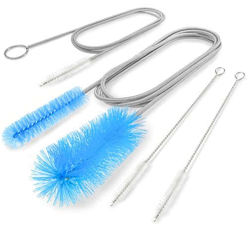 Flexible Drain Brush, 66 Inch Long Double Ended Hose Pipe and 58 Inch Tube Cleaning Brush and 2 Pack 8 Inch Straw Cleaner Brush - color: Blue