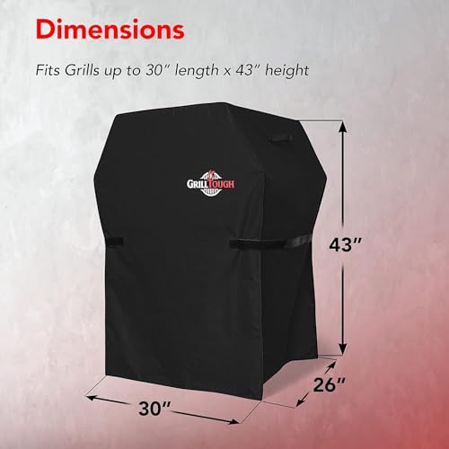 Heavy Duty BBQ Grill Cover for Outdoor Grill, 30 Inch, Black | Waterproof, Rip-Proof Fabric, Weather & UV Resistant, Fade Resistant, Adjustable Straps, Secure Fit for Outdoor Grills - color: Black, size: 30"L x 26"W x 43"H