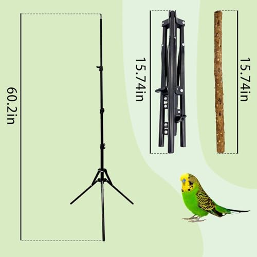 kathson 28-60inches Height Adjustable Bird Perch, Pepperwood Parrot Perch Stand, Multi-Purpose Bird Perches for Indoor and Outdoor Use, Designed for Small Medium Birds - size: Bird Perch Only (1 Piece)