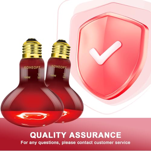 Infrared Heat Lamp 100W,（2 Pack） Reptile Heat Emitter Infrared Basking Spot Light, Reptile Pets Brooder Use,Red Heat Lamp for Chickens、Lizards、Snakes、Turtles